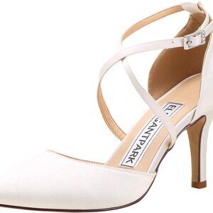 Women Heels Satin Ivory Pointed Toe Pumps 3 Inch Wedding Evening Shoes